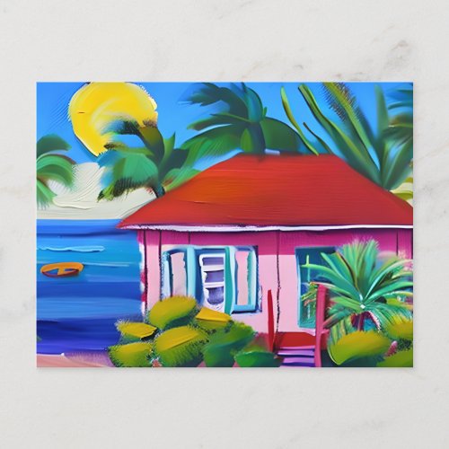 PInk Beach House  Keeping in Touch Postcard