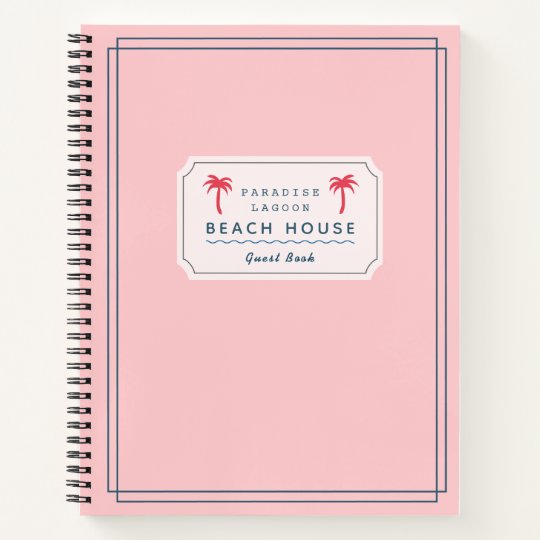 Pink Beach House Vacation Rental Guest Book | Zazzle.com