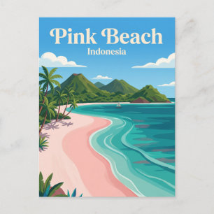 Pink Beach Indonesia Postcard