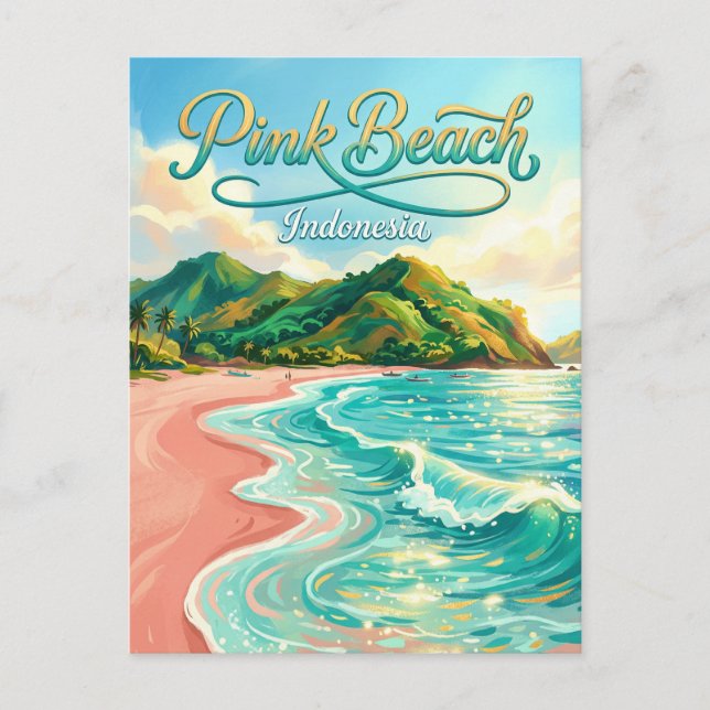 Pink Beach Indonesia Postcard (Front)