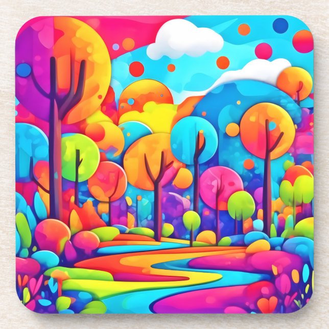 Pink Beach Night Sky Beverage Coaster (Front)