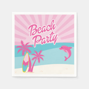 Pink Beach Palm Birthday Napkins