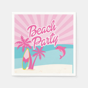 Pink Beach Palm Birthday Napkins