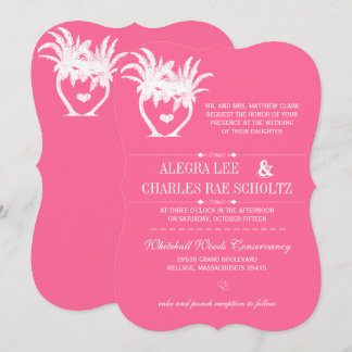 Pink Beach Palm Tree Destination Chalkboard Invitation