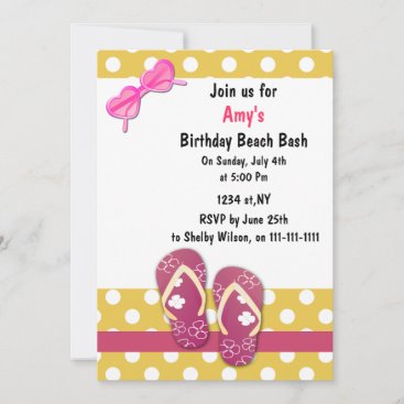 Pink Beach Party Invitations