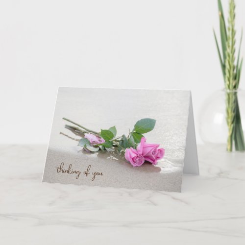 Pink Beach Roses Thinking of You Card