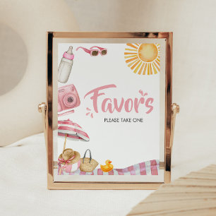 Pink Beach Summer Baby Shower Favors Poster