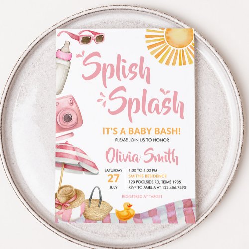 Pink Beach Summer Baby Shower  Invitation