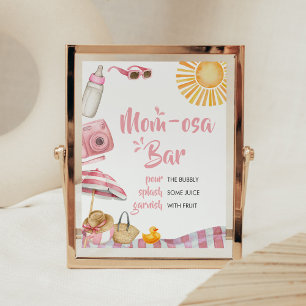 Pink Beach Summer Baby Shower Mom Osa Bar Poster