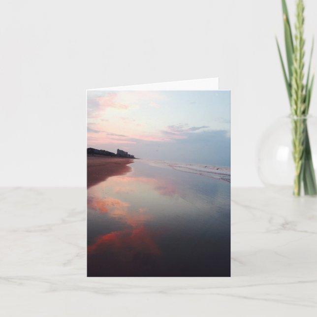 Pink Beach Sunrise Note Card (Front)