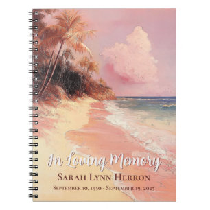Pink Beach Sunset Memorial Guest Notebook