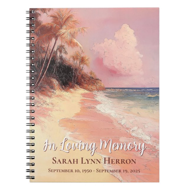 Pink Beach Sunset Memorial Guest Notebook (Front)