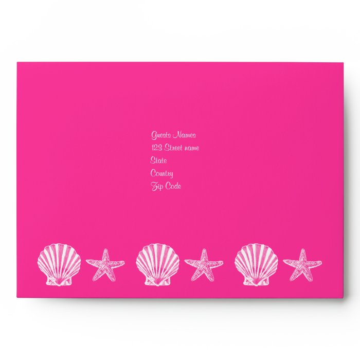 Pink beach theme starfish shell envelopes