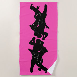 Pink Beach Towel Tango Dancers - Choose Color