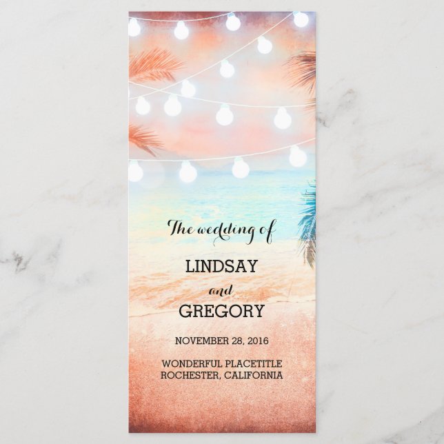 pink beach wedding programs (Front)