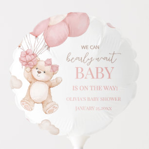 Pink Bear Balloon Bearly Wait Baby Shower Balloon