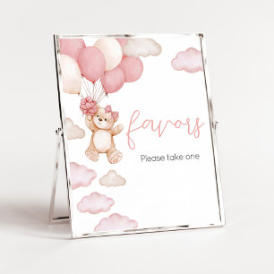 Pink Bear Balloon Bearly Wait Favors Poster