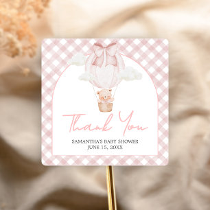 Pink Bear Bearly Wait Baby Shower Square Sticker