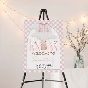 Pink Bear Bearly Wait Baby Shower Welcome Sign