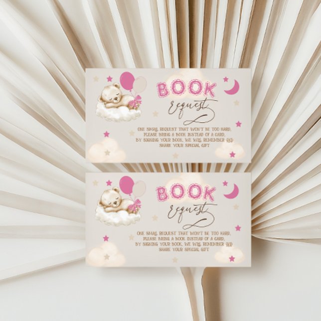 Pink Bear Books For Baby Baby Shower Enclosure Card (Creator Uploaded)