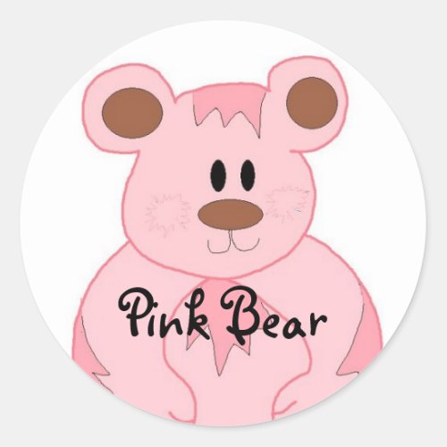 Pink Bear Classic Round Sticker