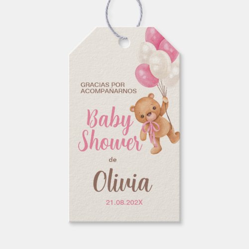 Pink Bear gift tag in spanish