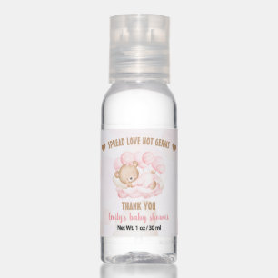 Pink Bear Girl Baby Shower Hand Sanitizer