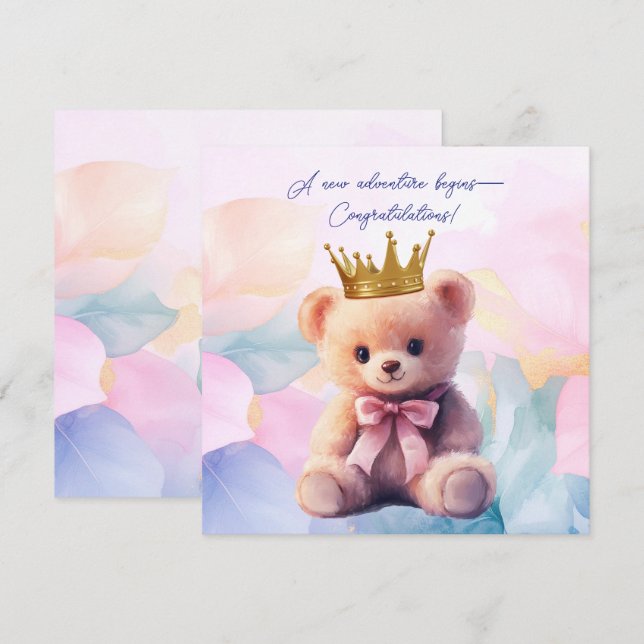 Pink Bear Gold Crown Congratulations! (Front/Back)