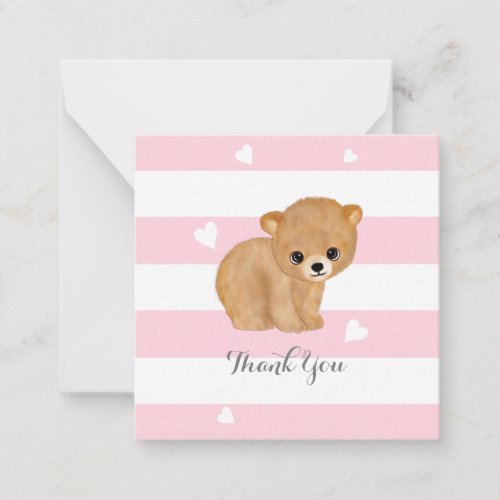 Pink Bear Heart Thank You Note Cards