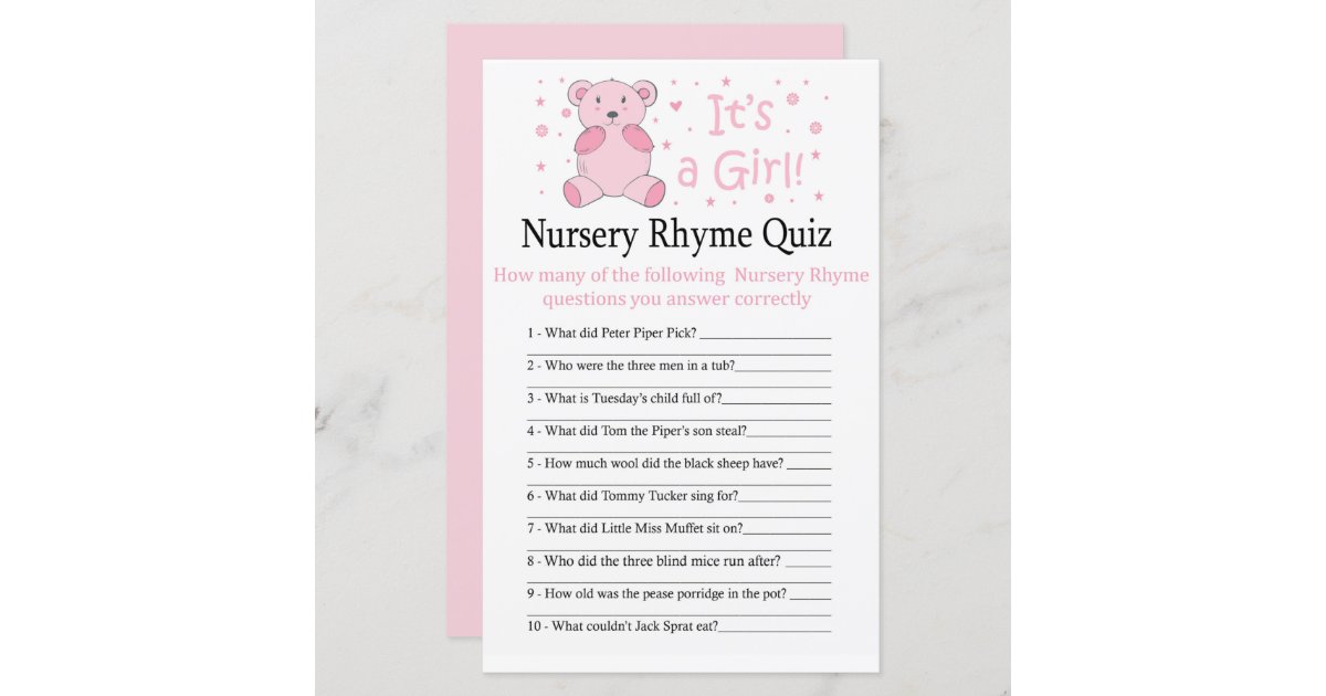 Greenery Baby Shower Nursery Rhyme Quiz Game Guess Nursery 