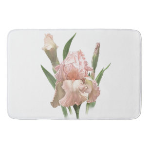 Pink Bearded Iris Flower Botanical Design Bath Mat