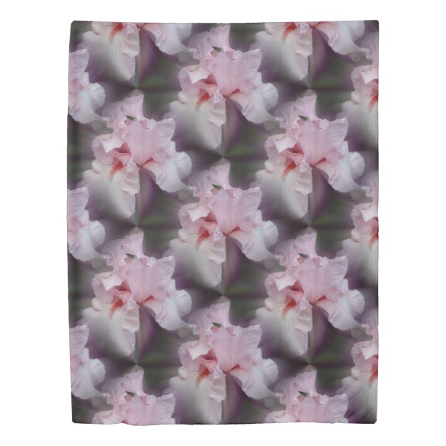 Pink Bearded Iris Flower Nature Pattern Duvet Cover (Front)