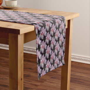 Pink Bearded Iris Flower Pattern Short Table Runner