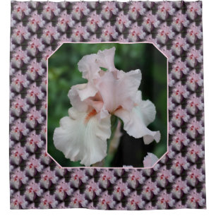 Pink Bearded Iris Flower Pattern Shower Curtain