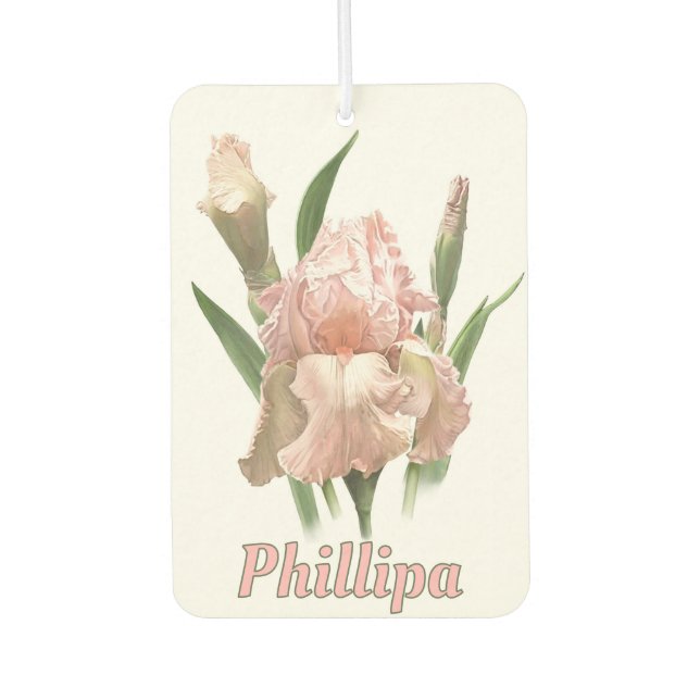 Pink Bearded Iris Flower Personalized  Air Freshener (Front)