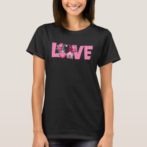 Pink Bearded Love Gnomes Heart Balloons For Valent T_Shirt