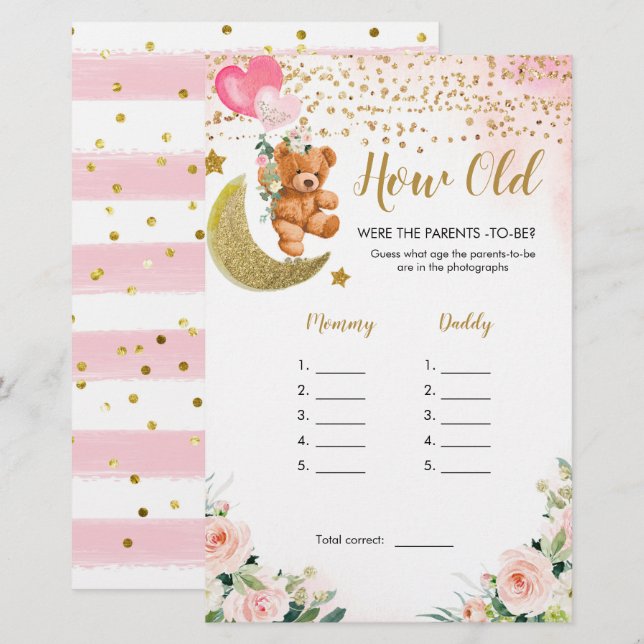 Pink Bearly Baby Shower How Old were The Parents (Front/Back)