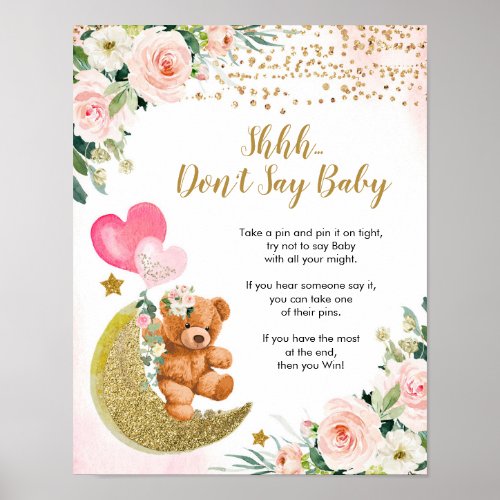 Pink Bearly Dont Say Baby Sign