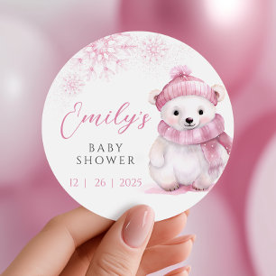 Pink Bearly Wait Baby Shower Stickers