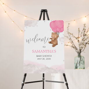 Pink Bearly Wait Baby Shower Welcome Sign