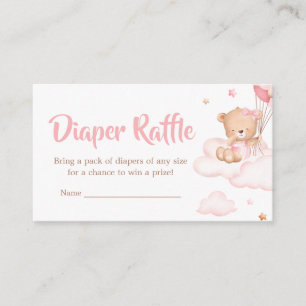 Pink Bearly Wait Clouds Baby Shower Diaper Raffle Enclosure Card