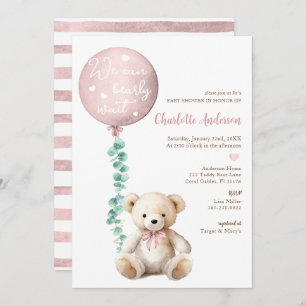 Pink Bearly Wait Eucalyptus Baby Shower Invite