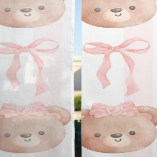 Pink Bears and Bows Blackout Curtains