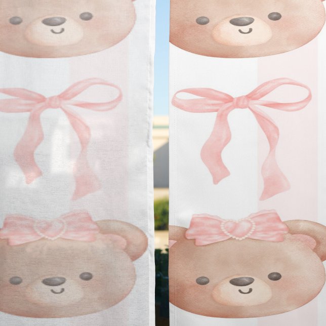 Pink Bears and Bows  Blackout Curtains (Sheer vs. Blackout)