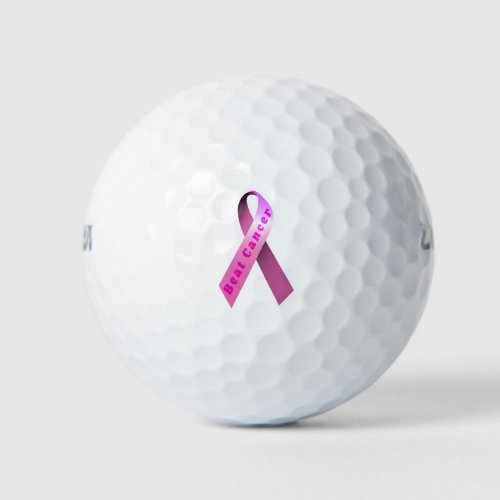 pink beat cancer ribbon golf balls