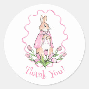 Pink Beatrix Potter Animal Theme Baby Shower Classic Round Sticker