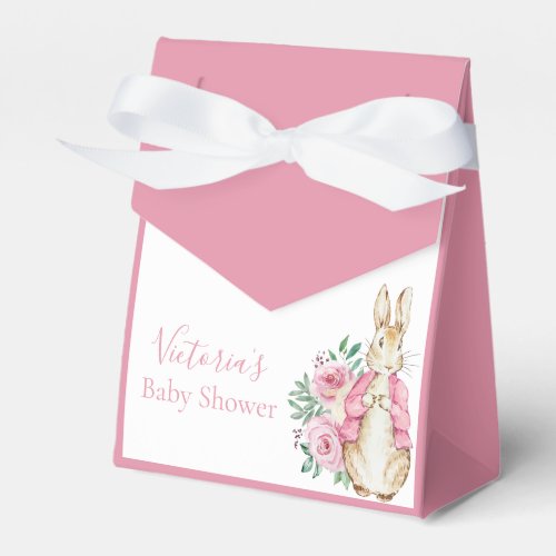 Pink Beatrix Potter Bunny Rabbit Baby Shower Favor Boxes