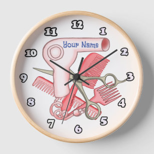 Pink Beautician custom name Clock