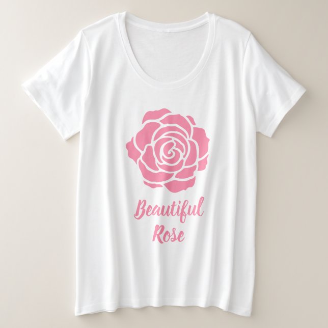 Pink Beautiful Rose Plus Size T-Shirt (Design Front)