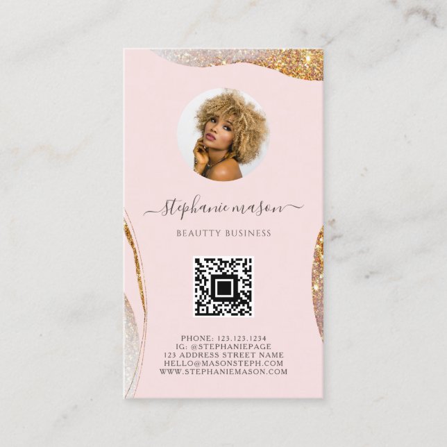 Pink Beauty Esthetician Social Media Business Calling Card (Front)
